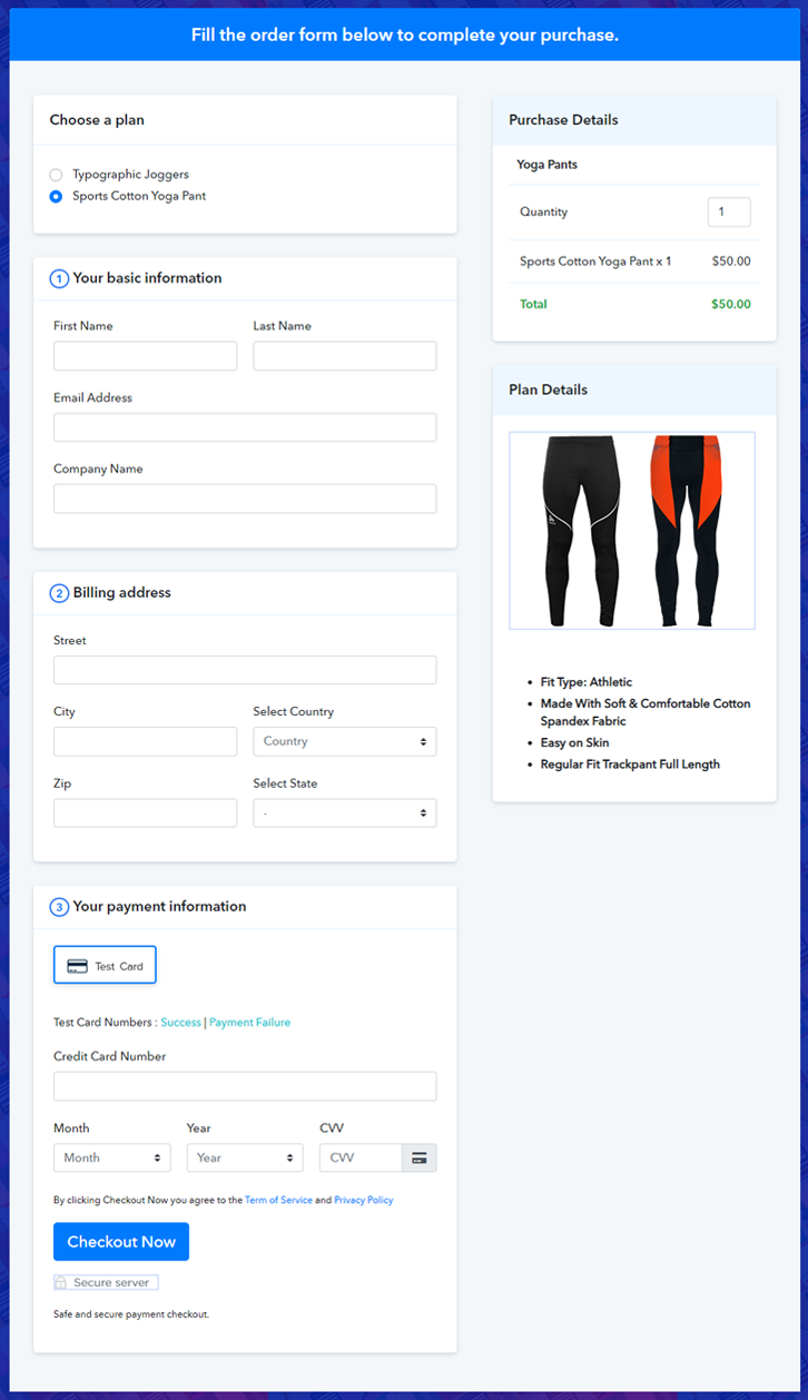 Multiplan Checkout Page to Sell How to Sell Yoga Pants Online