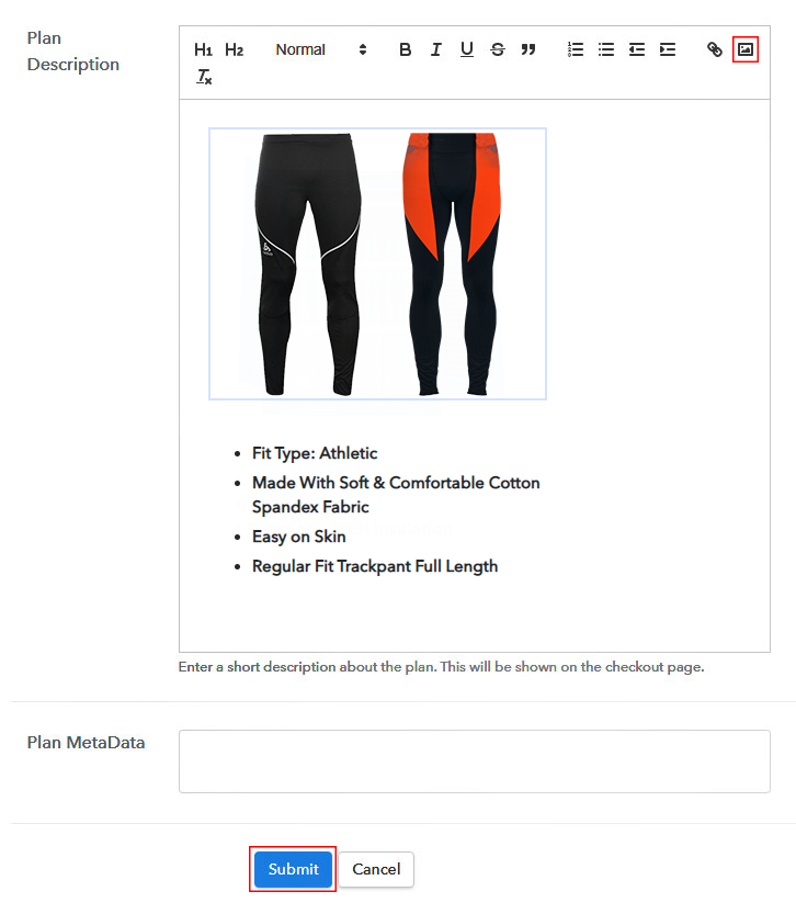 Add Image & Description of Yoga Pants