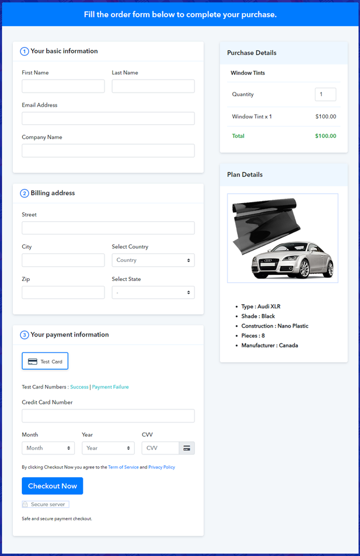 Add Checkout To Sell Window Tints Online 