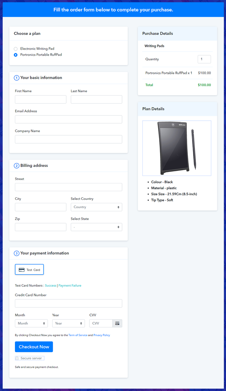 Multiplan Checkout Page to Sell How to Sell Writing Pads Online