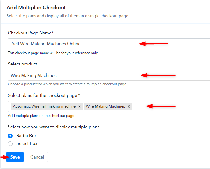 Create MultiPlan Checkout page