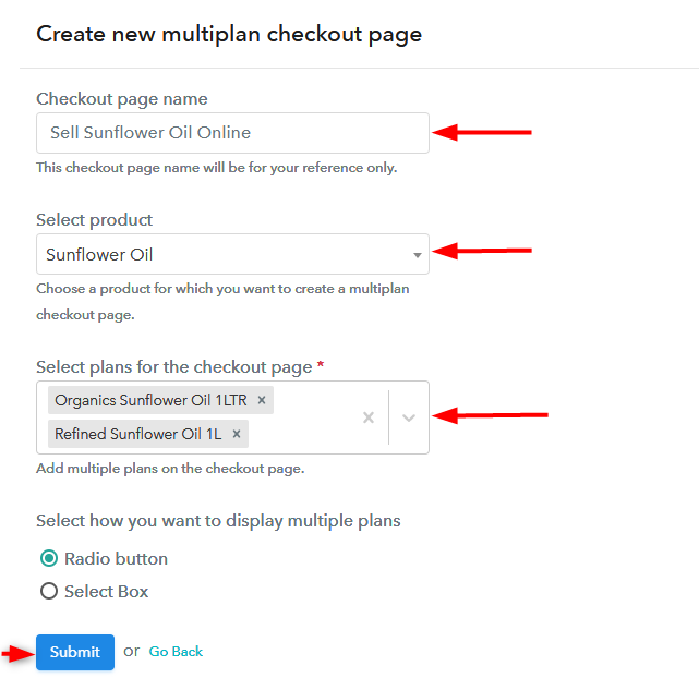 Create Multiplan Checkout Page - Start Selling Sunflower Oil Online