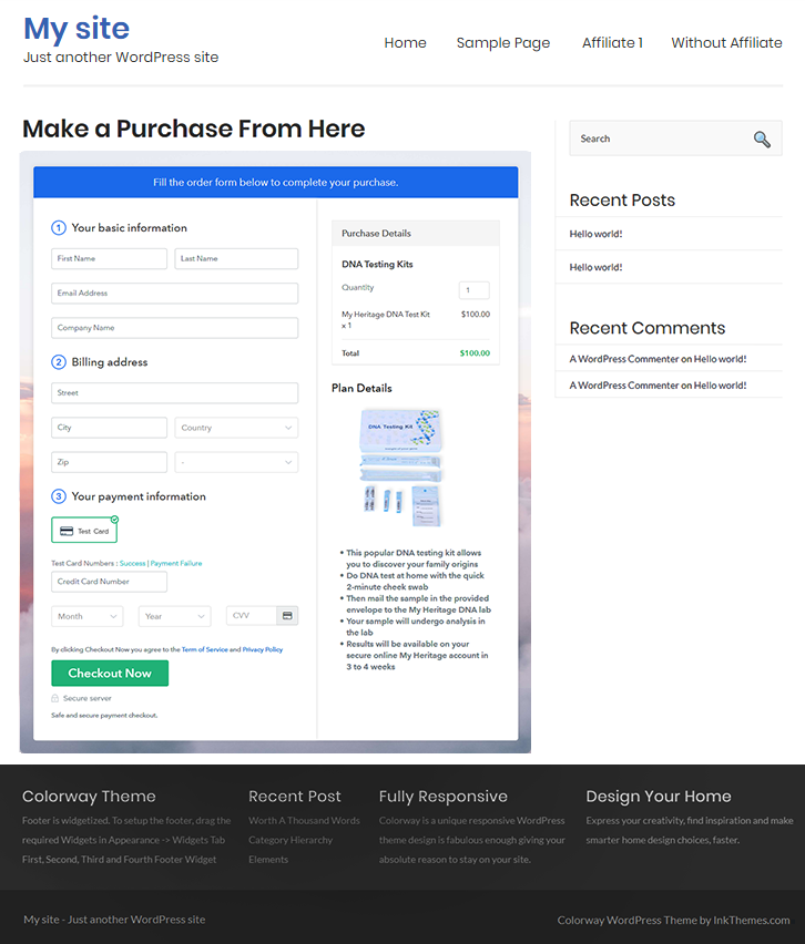 Final Look of your Checkout Page to Sell DNA Testing Kits Online