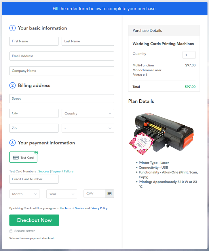Preview Checkout Page - Sell Wedding Cards Printing Machines