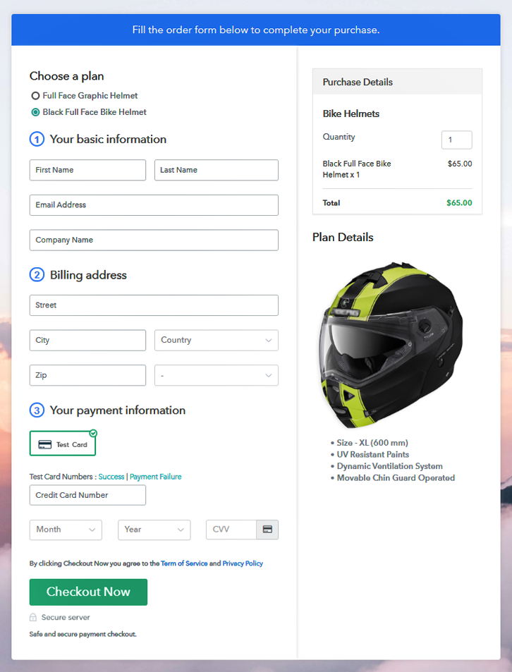 Preview Multiplan Checkout Page