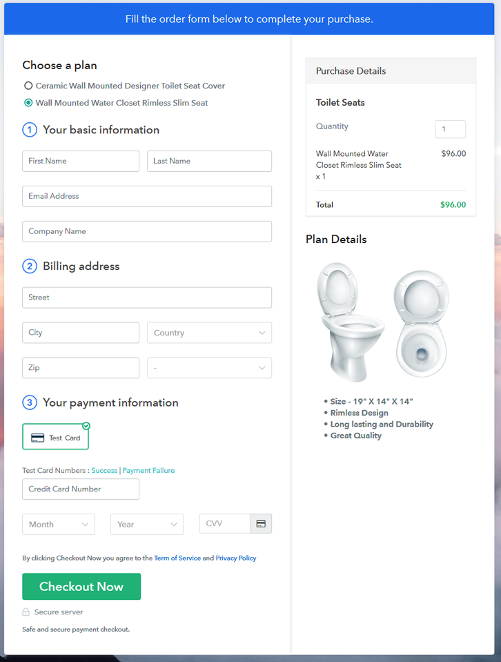 Preview Multiplan Checkout Page