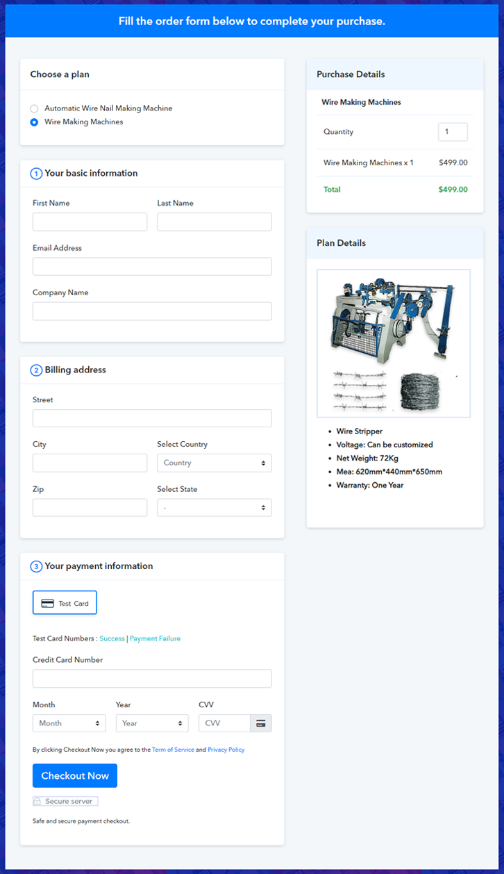Preview Multiplan Checkout Page
