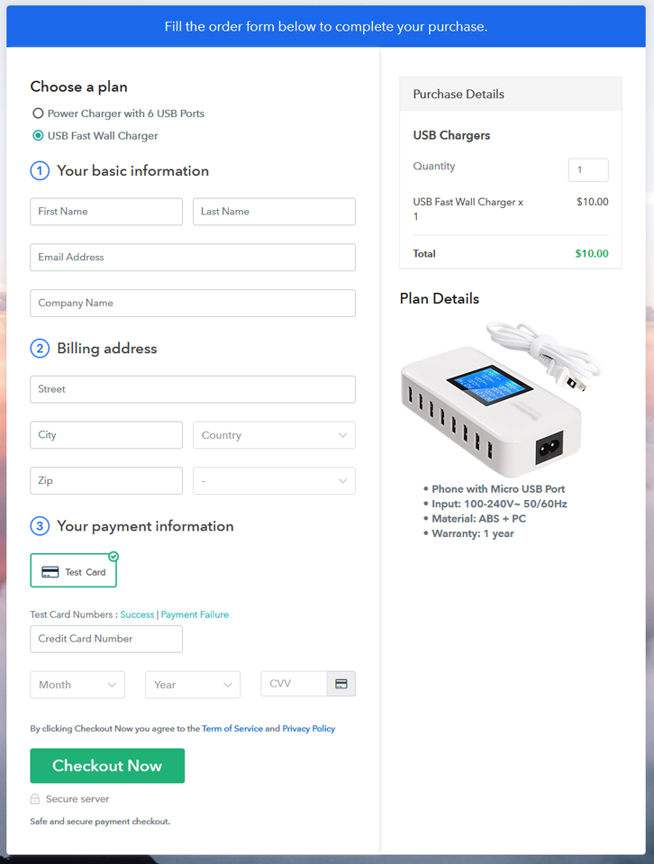 Preview Multiplan Checkout Page