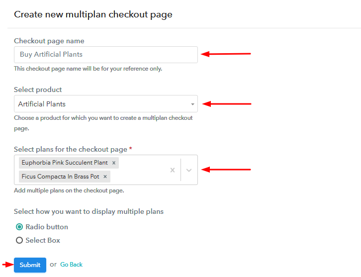 Create Multiplan Checkout to Sell Artificial Plants Online