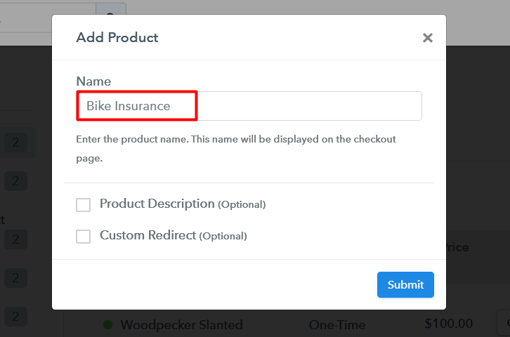 Add product to Sell Bike Insurance Online