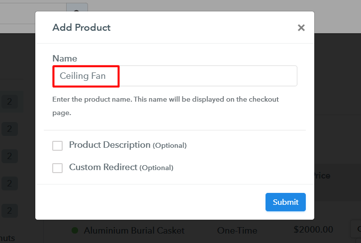 Add Product to Sell Ceiling Fans Online