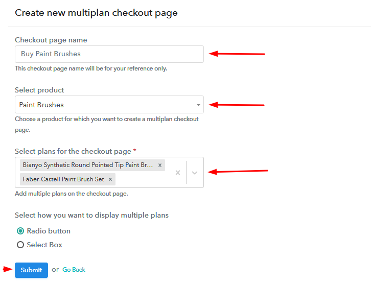 Add Plans to Sell Multiple Paint Brushes from Single Checkout Page