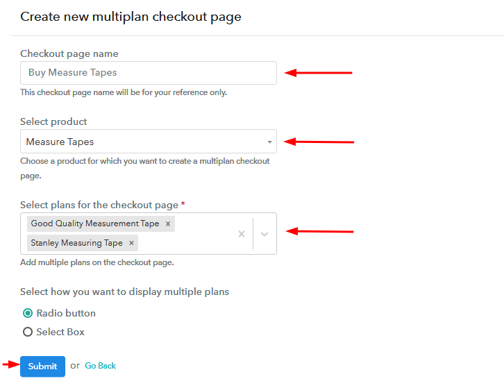 Add Plans to Sell Multiple Measure Tapes from Single Checkout Page