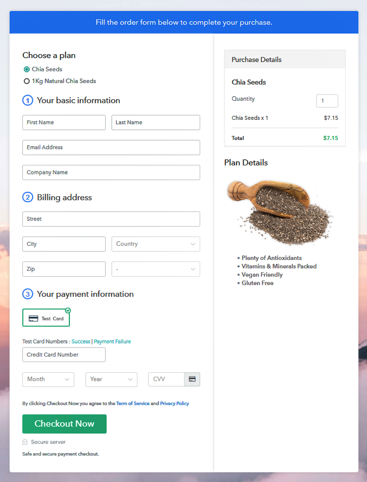Sell Chia Seeds Online Multi Checkout