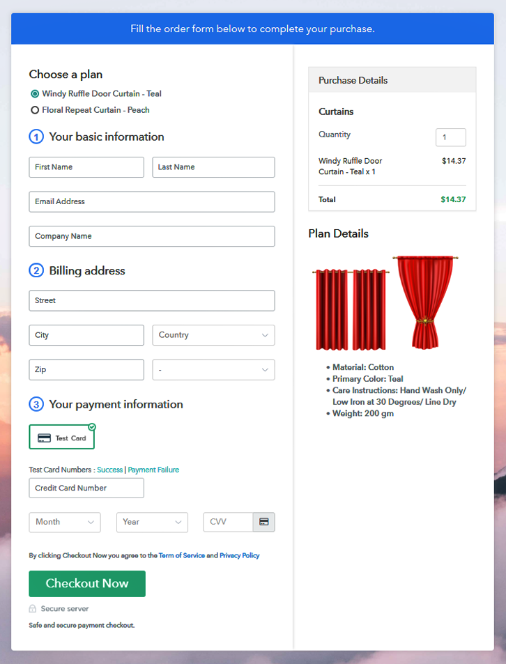 Sell Curtains Online Multi Checkout