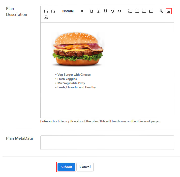 Add Image & Description to Sell Burgers Online