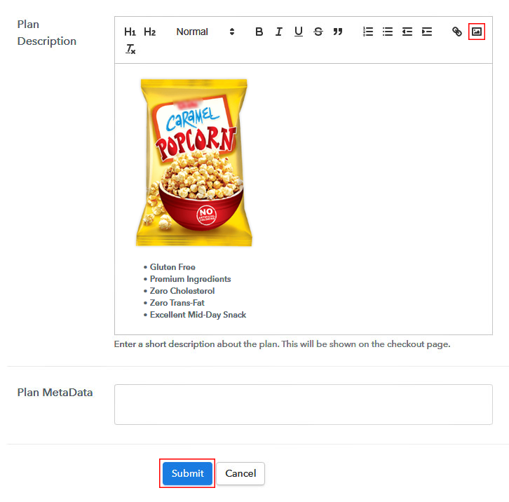 Add Image & Description to Sell Caramel Popcorn Online