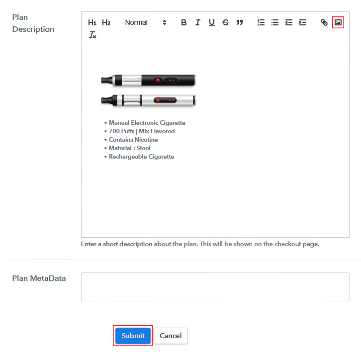 Add Image & Description to Sell E-Cigarette Online