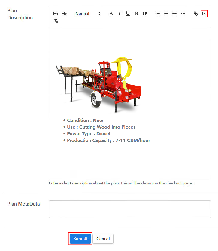 Add Image & Description to Sell Firewood Production Equipment Online