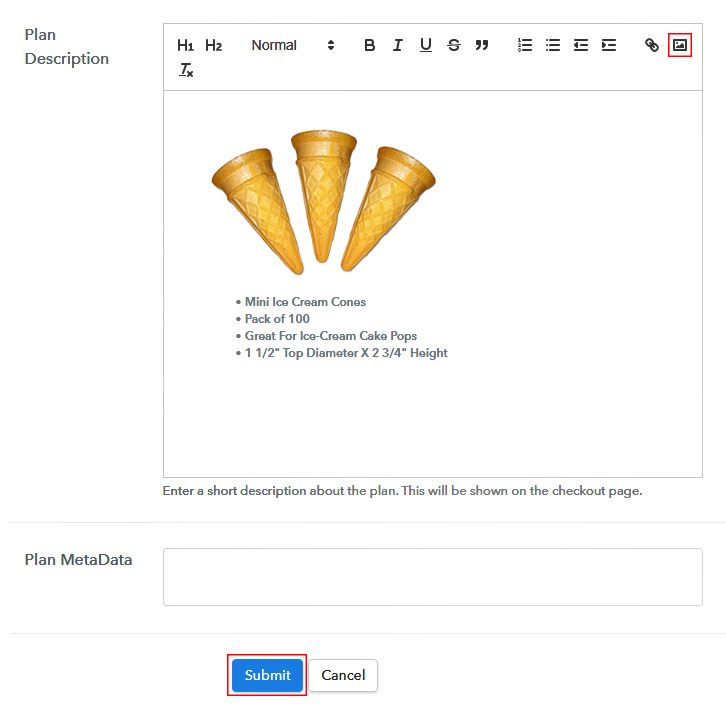 Add Image & Description to Sell Ice Cream Cones Online