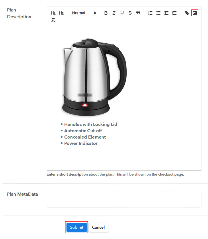 Add Image & Description to Sell Kettles Online
