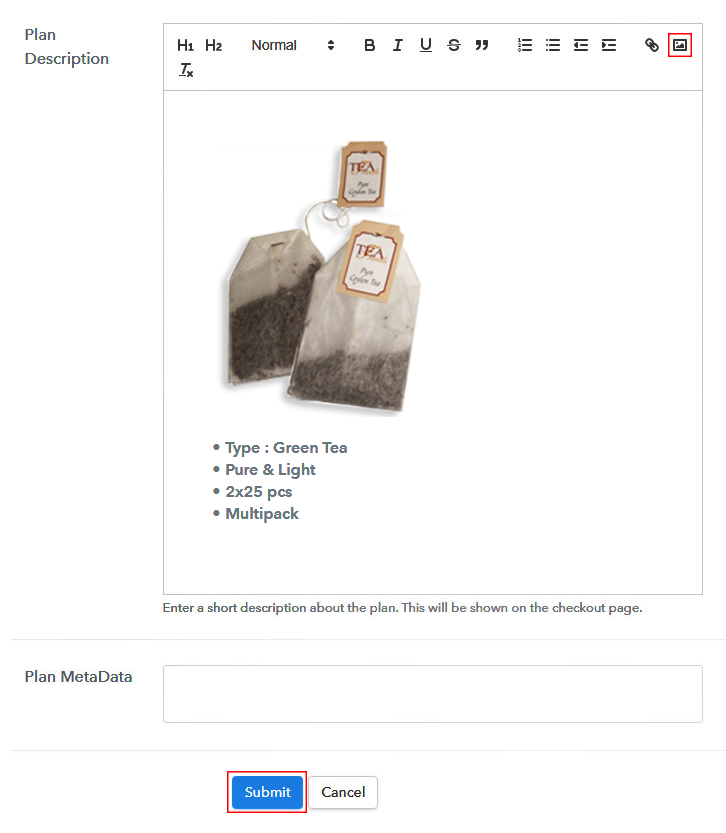 Add Image & Description to Sell Tea Bags Online