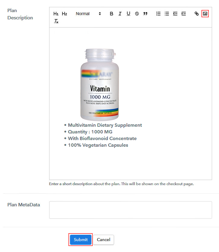 Add Image & Description to Sell Vitamins Online