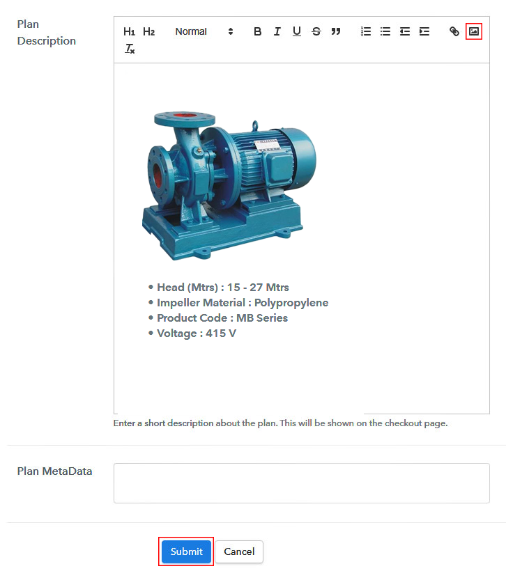 Add Image & Description to Sell Water Pumps Online