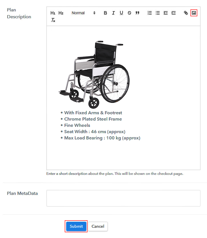 Add Image & Description to Sell Wheelchairs Online