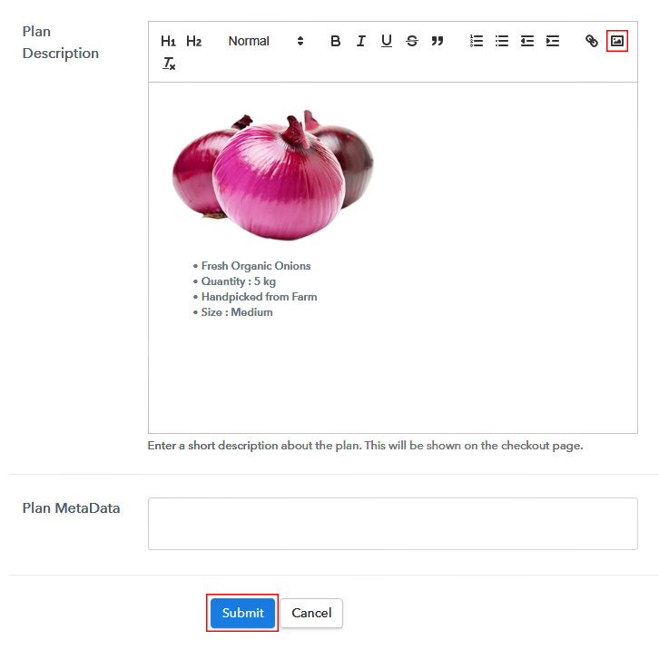 Add Images & Description to Sell Onions Online