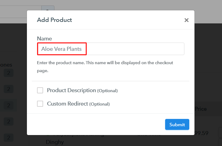 Add Product to Sell Aloe Vera Plants Online