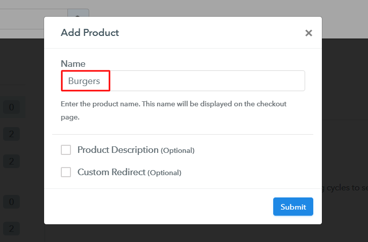 Add Product to Sell Burgers Online