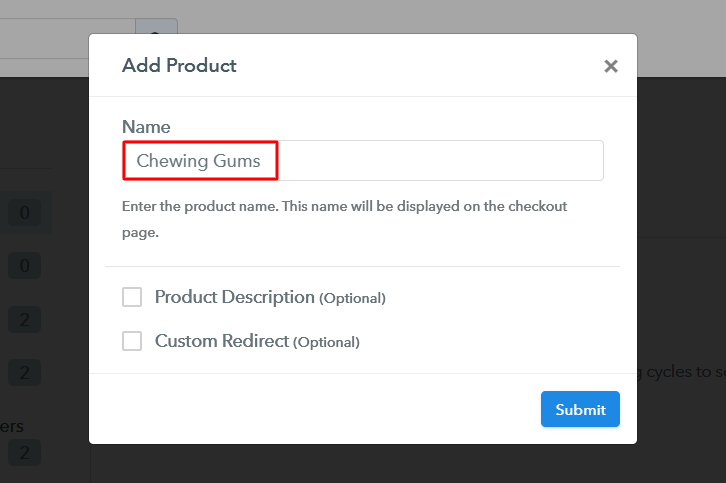 Add Product to Sell Chewing Gums Online