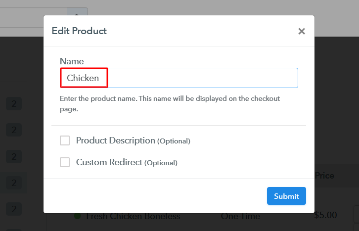 Add Product to Sell Chicken Online