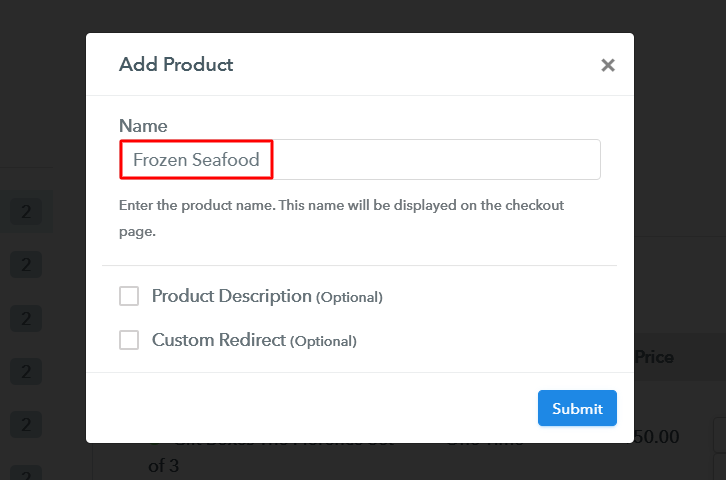 Add Product to Sell Frozen Seafood Online