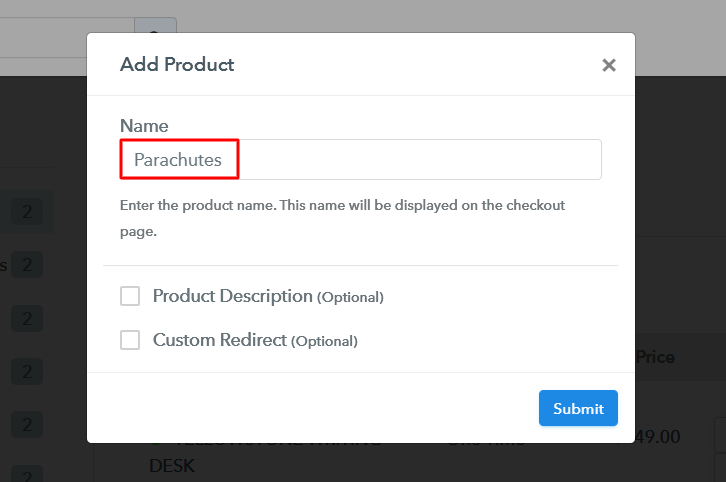 Add Product to Sell Parachutes Online