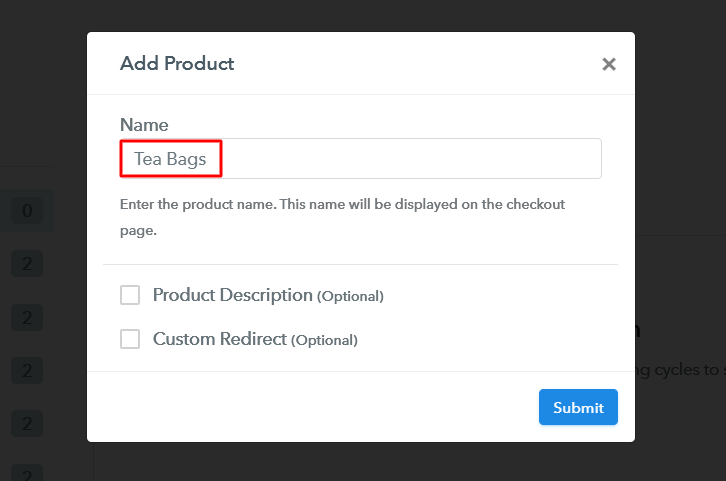 Add Product to Sell Tea Bags Online