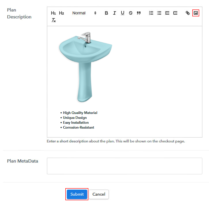 Add Image & Description to Sell Basin Faucets Online