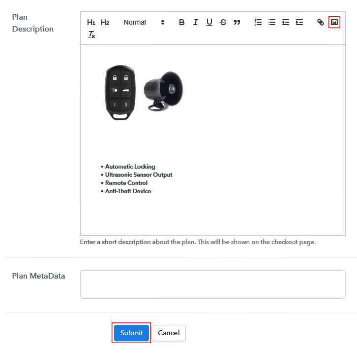 Add Image & Description to Sell Car Alarms Online