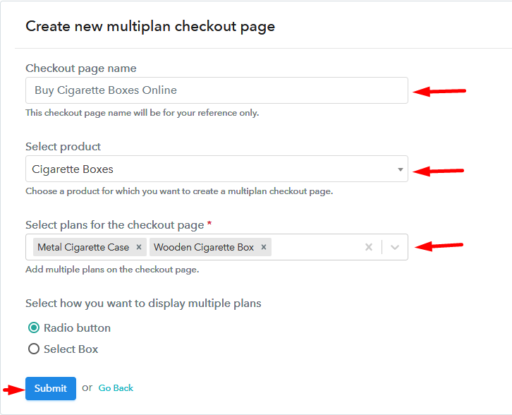 Multiplan Checkout Page to Sell Cigarette Boxes Online