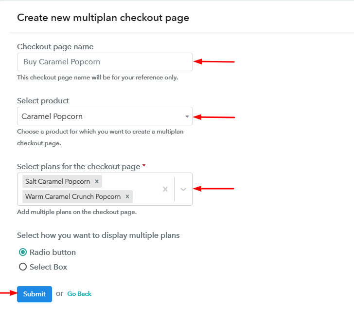 Create Multiplan Checkout to Sell Caramel Popcorn Online