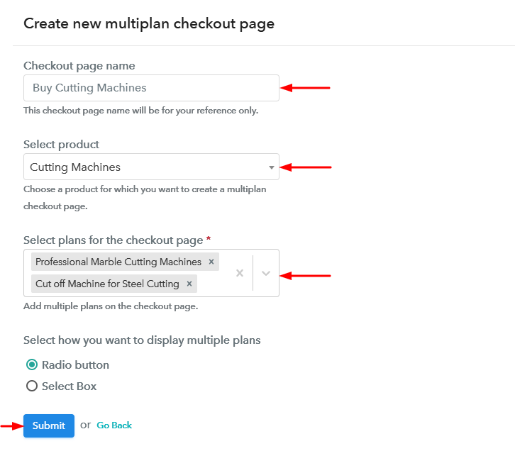 Create Multiplan Checkout to Sell Cutting Machines Online