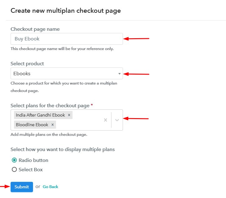 Create Multiplan Checkout Page to Sell Ebooks Online