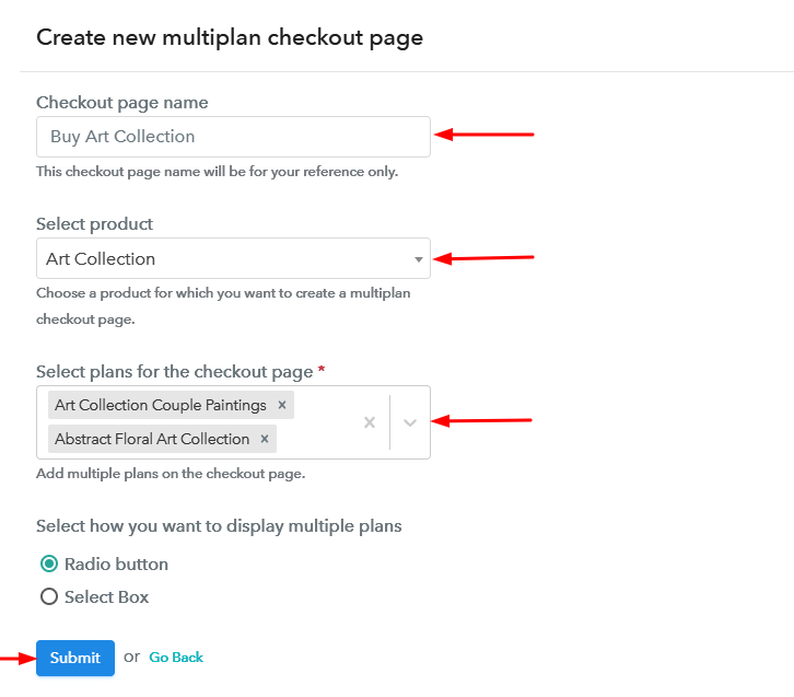 Create Multiplan Checkout Page to Sell Art Collection Online