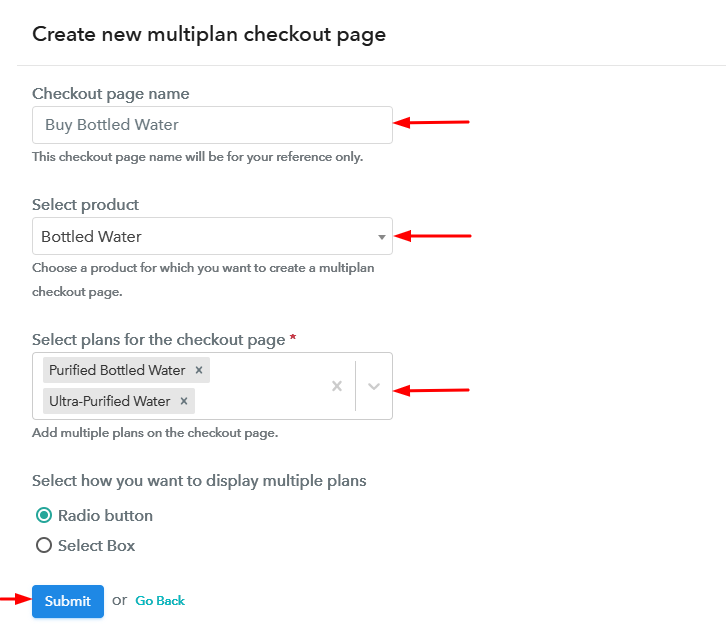 Create Multiplan Checkout to Sell Bottled Water Online