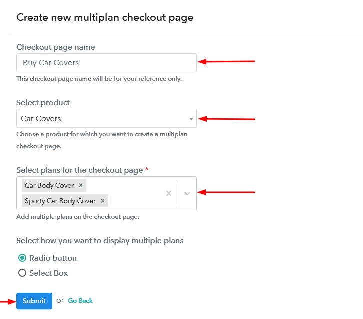 Create Multiplan Checkout to Sell Car Covers Online