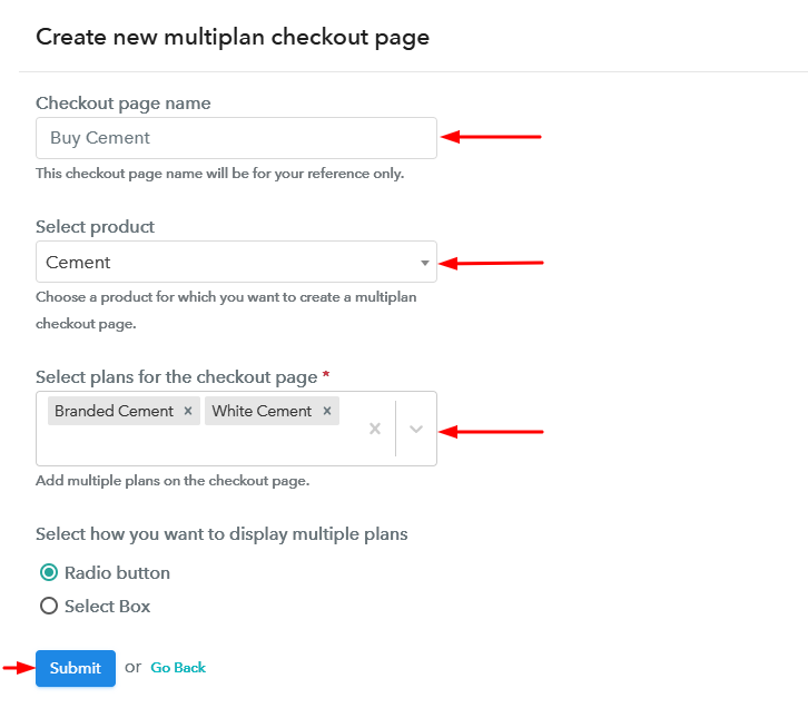 Create Multiplan Checkout to Sell Cement Online