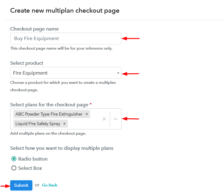 Create Multiplan Checkout Page to Sell Fire Equipment Online