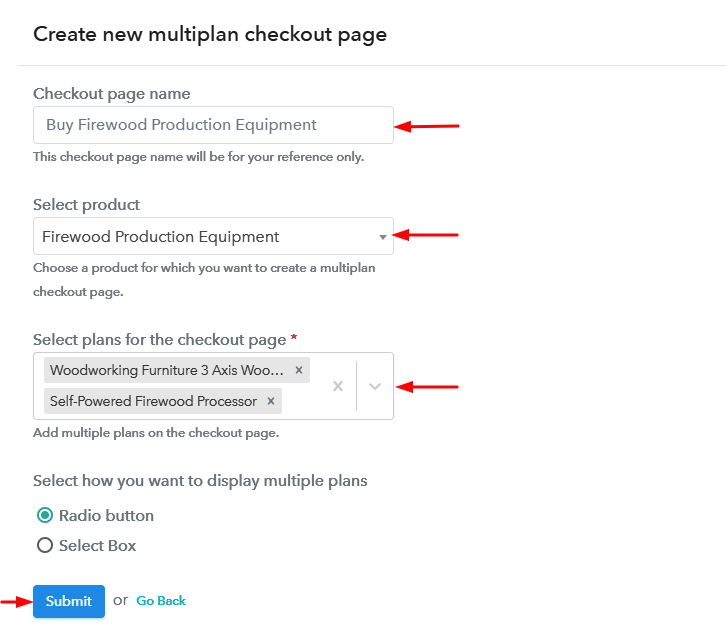 Create Multiplan Checkout to Sell Firewood Production Equipment Online