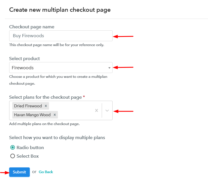 Create Multiplan Checkout Page to Sell Firewoods Online